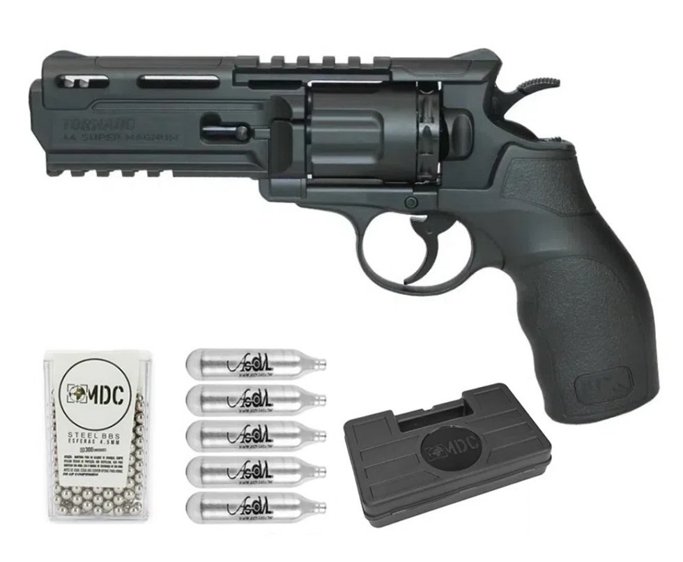 Revólver de Pressão CO2 Tornado 10 Tiros 4,5mm Umarex + Case + Esfera de aço + Co2