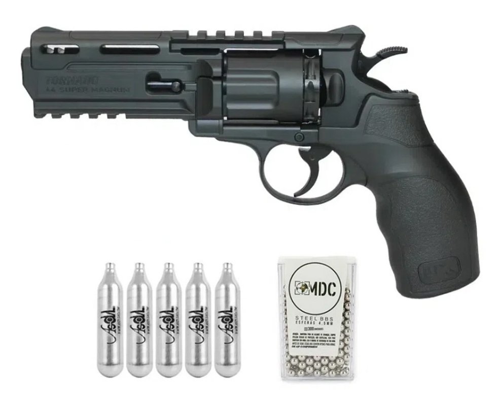 Revólver de Pressão CO2 Tornado 10 Tiros 4,5mm Umarex + Esfera de aço + Co2