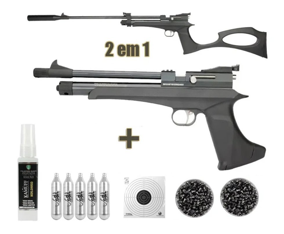 Carabina De Pressão Co2 Cp2 Hibrida Artemis 5,5mm + Co2 + Chumbinho + Kamuff + Alvos