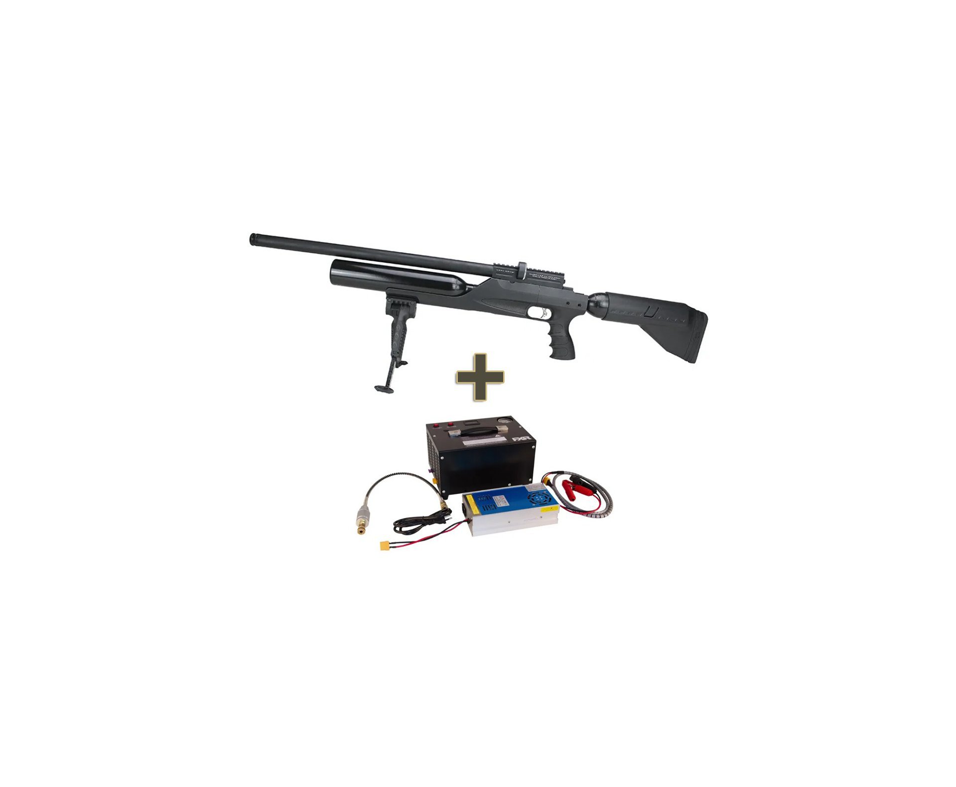 Carabina de Pressão PCP Kral Puncher BIGMAX X Black 7.62mm - Kral Arms + Compressor Portátil