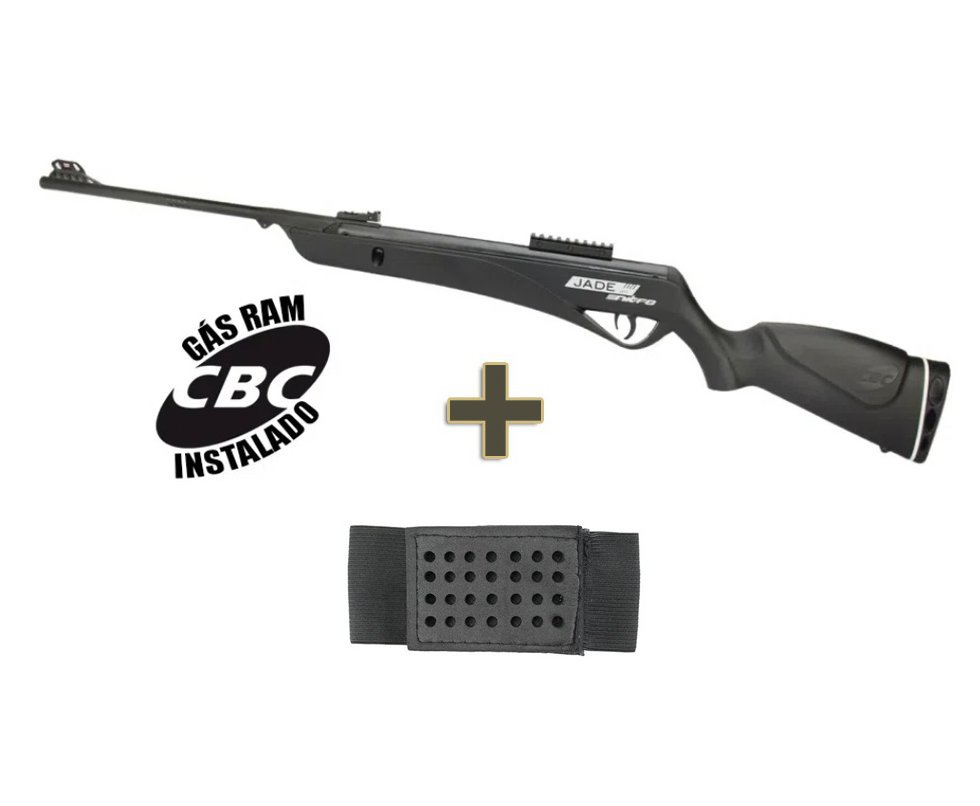 Carabina De Pressão Cbc Jade Pro Nitro Oxidada Preta 5,5mm + Porta Chumbinho