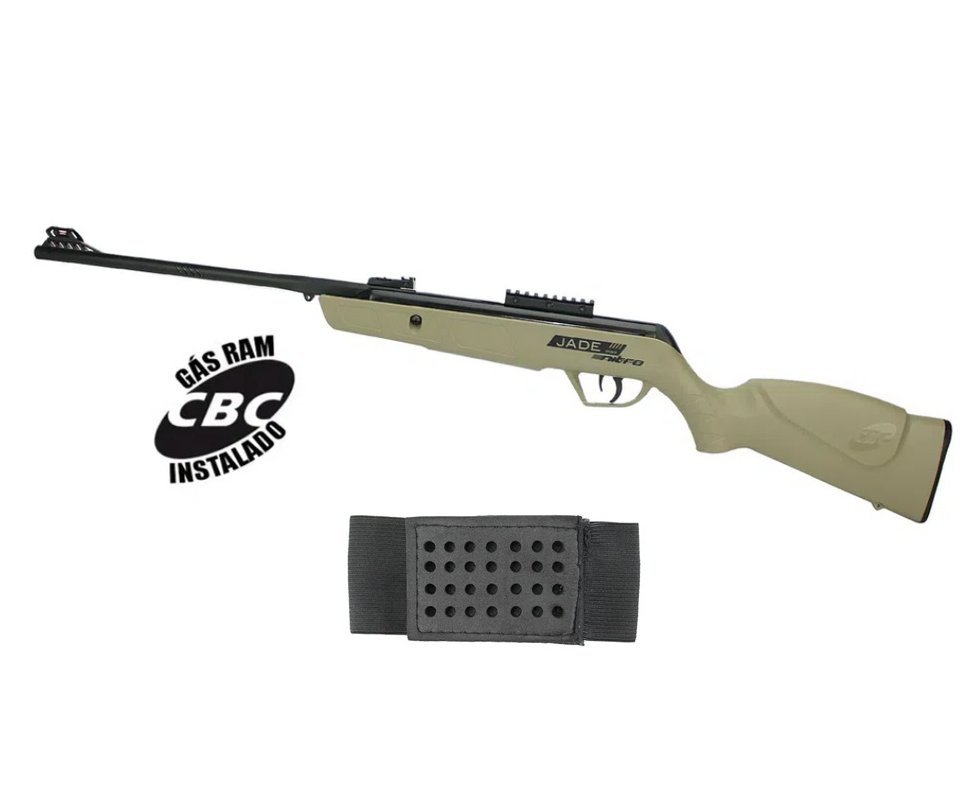 Carabina De Pressão Cbc Jade Mais Nitro Oxidada Tan 5,5mm + Porta chumbinho