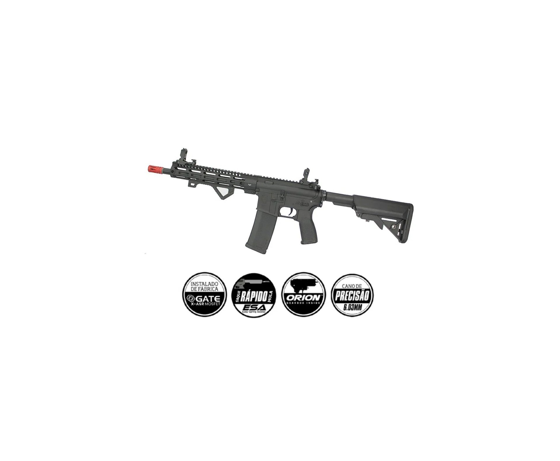 Rifle de Airsoft AEG M4 Carbine Long M-Lok SA-E20 Black Edge E-Series Pro - Specna Arms + Bateria 7.4v + Carregador de bateria