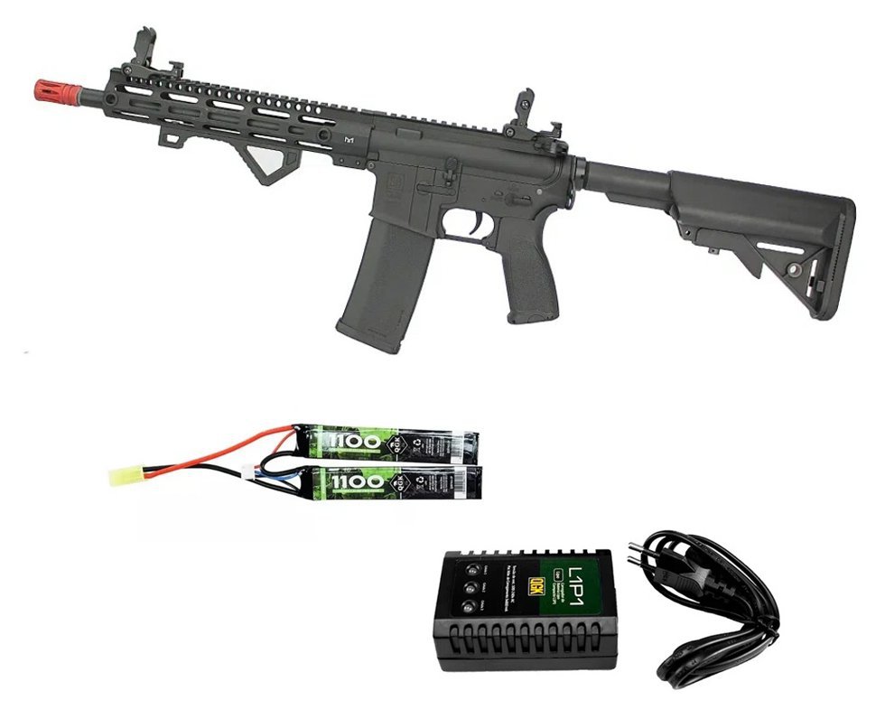 Rifle de Airsoft AEG M4 Carbine Long M-Lok SA-E20 Black Edge E-Series Pro - Specna Arms + Bateria 7.4v + Carregador de bateria