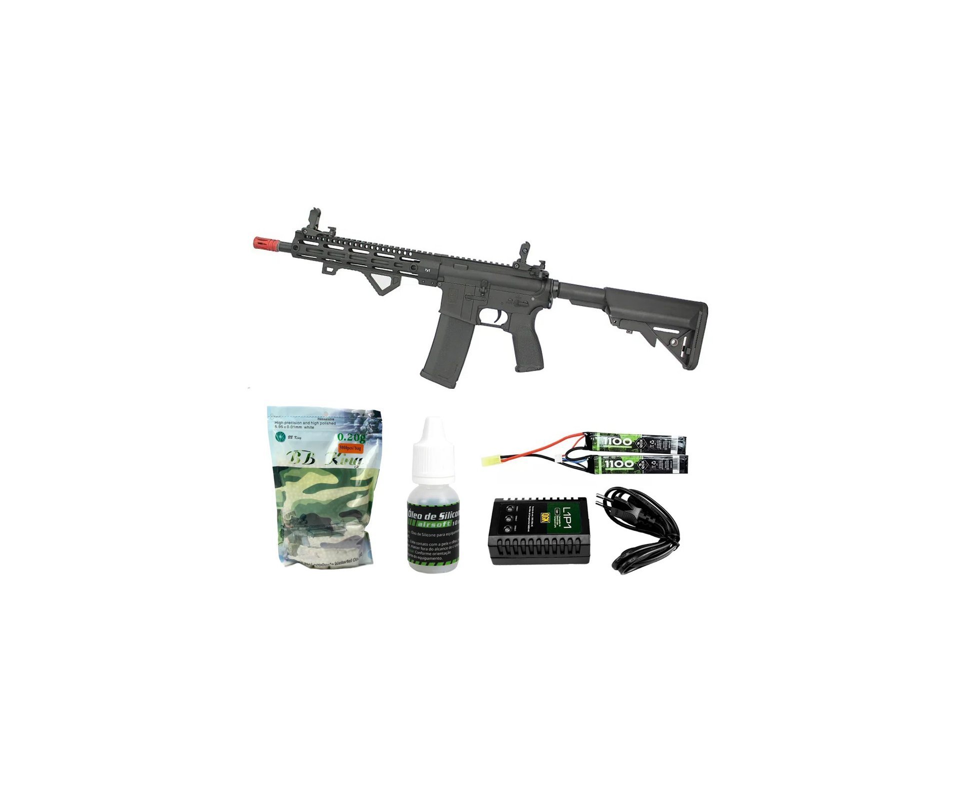 Rifle de Airsoft AEG M4 Carbine Long M-Lok SA-E20 Black Edge E-Series Pro - Specna Arms + Bateria  7.4v + Carregador + BBs + Óleo de Silicone