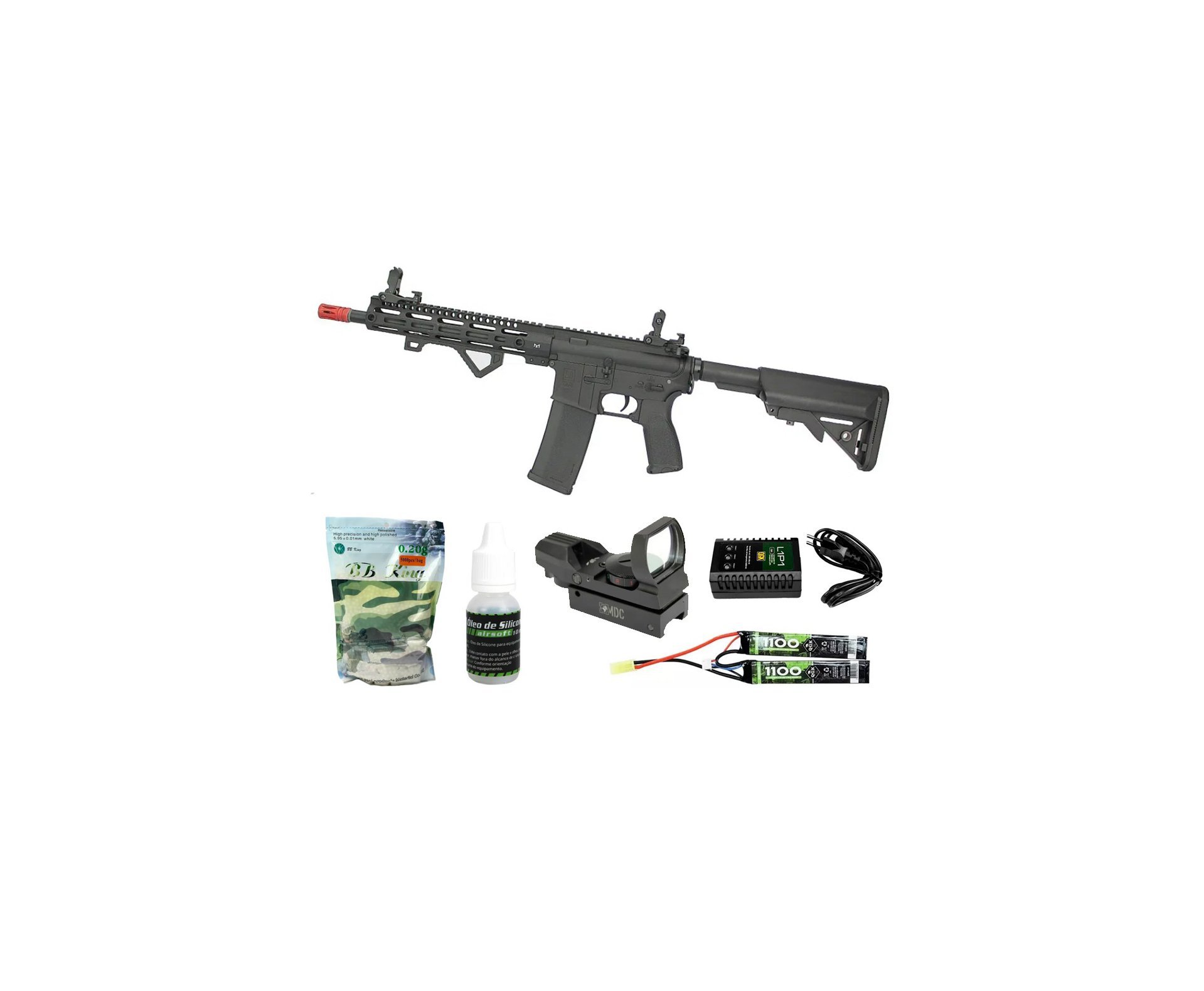 Rifle de Airsoft AEG M4 Carbine Long M-Lok SA-E20 Black Edge E-Series Pro - Specna Arms + Bateria 7.4v + Carregador + BBs + Óleo de silicone + Red Dot