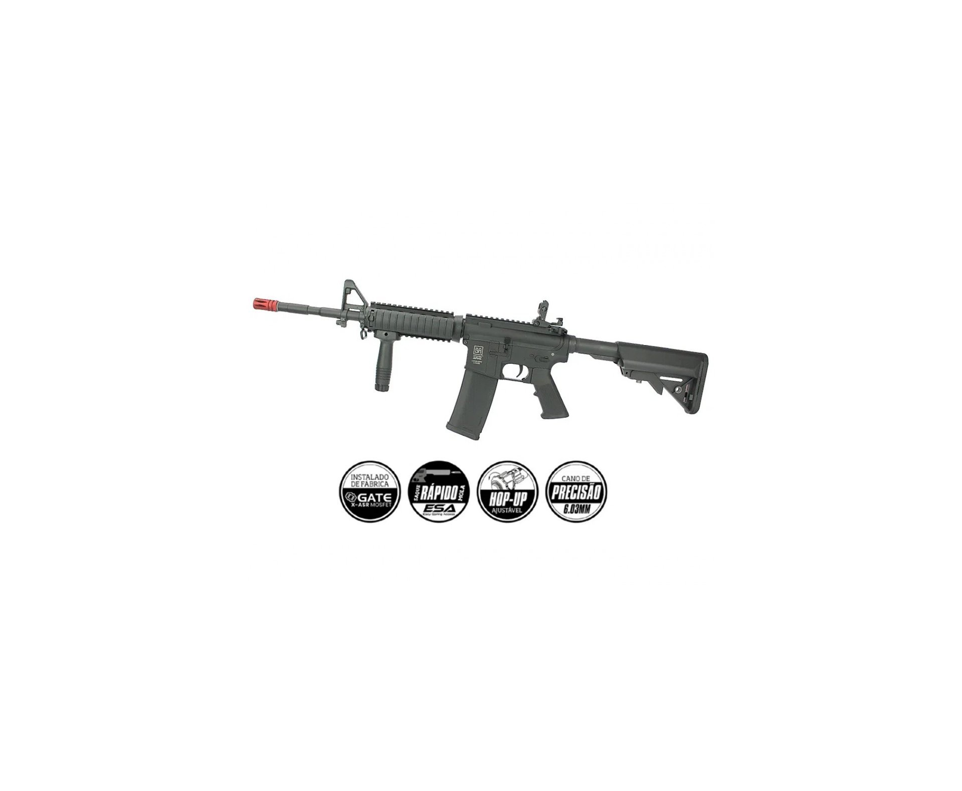 Rifle de Airsoft M4 Carbine SA-C03 Black Linha Core C-Series - Specna Arms + Bateria 7.4v + Carregador + BBs + Óleo de Silicone