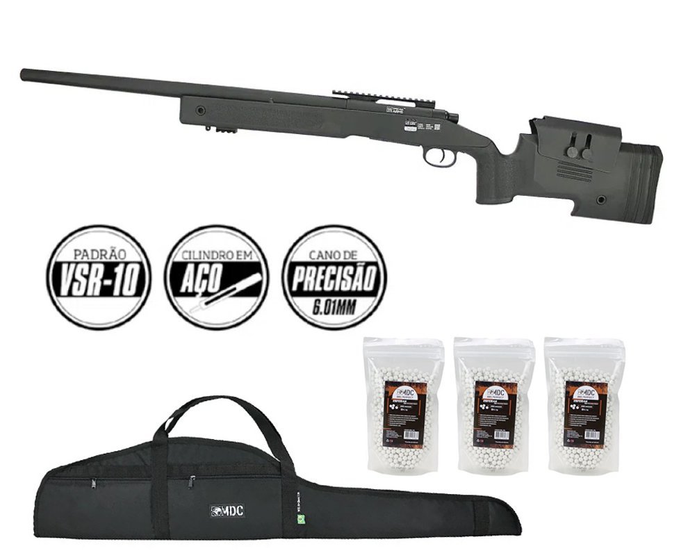 Rifle de Airsoft Sniper M40 SA-S02 Core S-Series Black Spring 6mm - Specna Arms + BBs + Capa