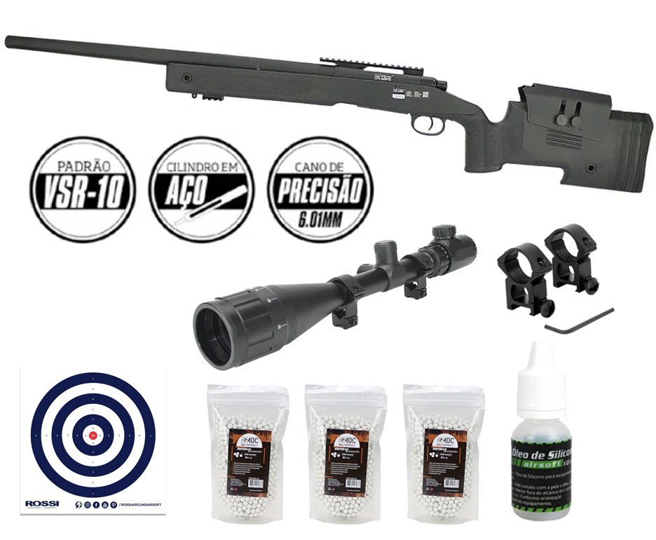 Rifle de Airsoft Sniper M40 SA-S02 Core S-Series Black Spring 6mm - Specna Arms + BBs + Alvos + Óleo de  silicone + Luneta 4-16x50
