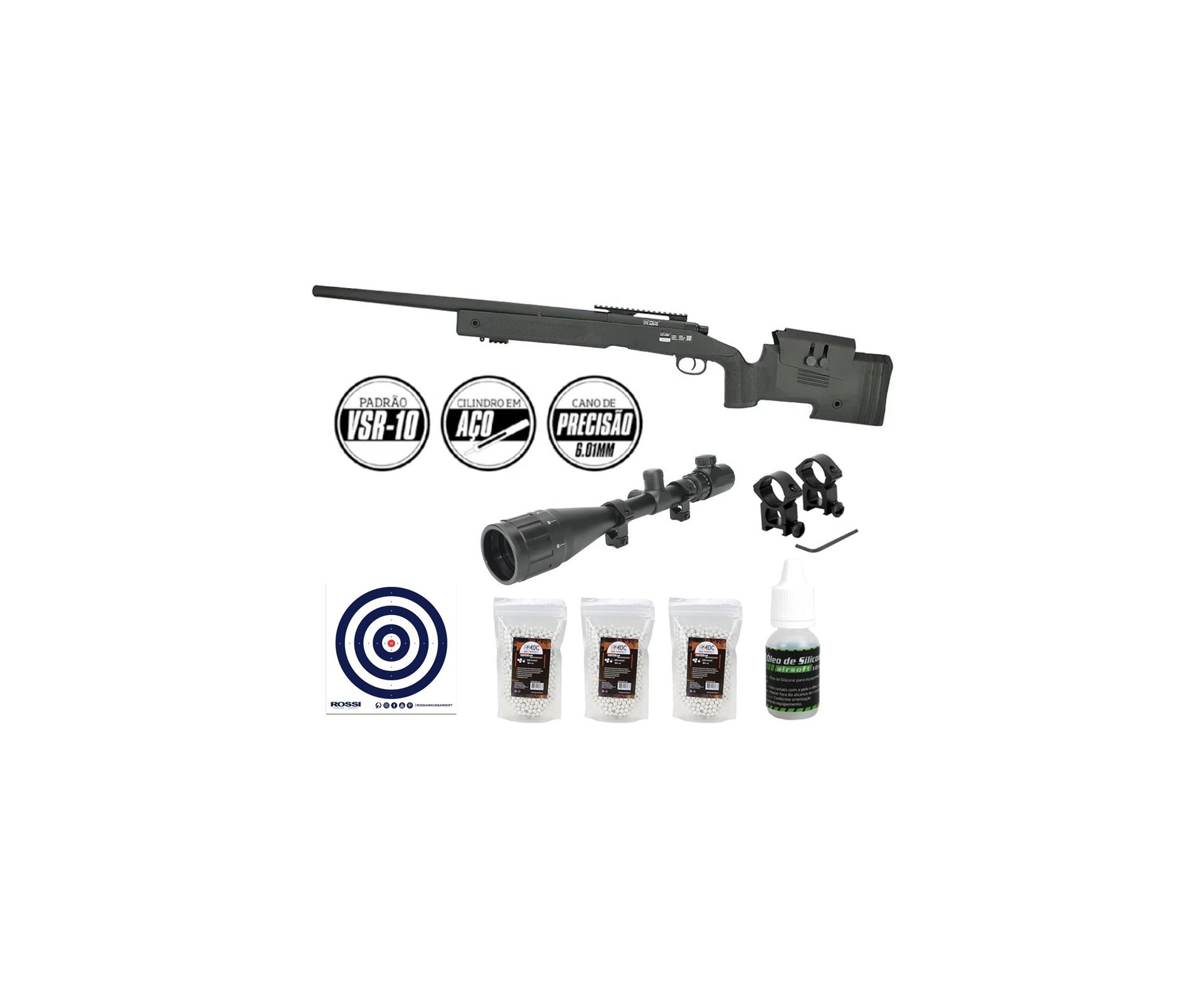 Rifle de Airsoft Sniper M40 SA-S02 Core S-Series Black Spring 6mm - Specna Arms + BBs + Alvos + Óleo de  silicone + Luneta 4-16x50