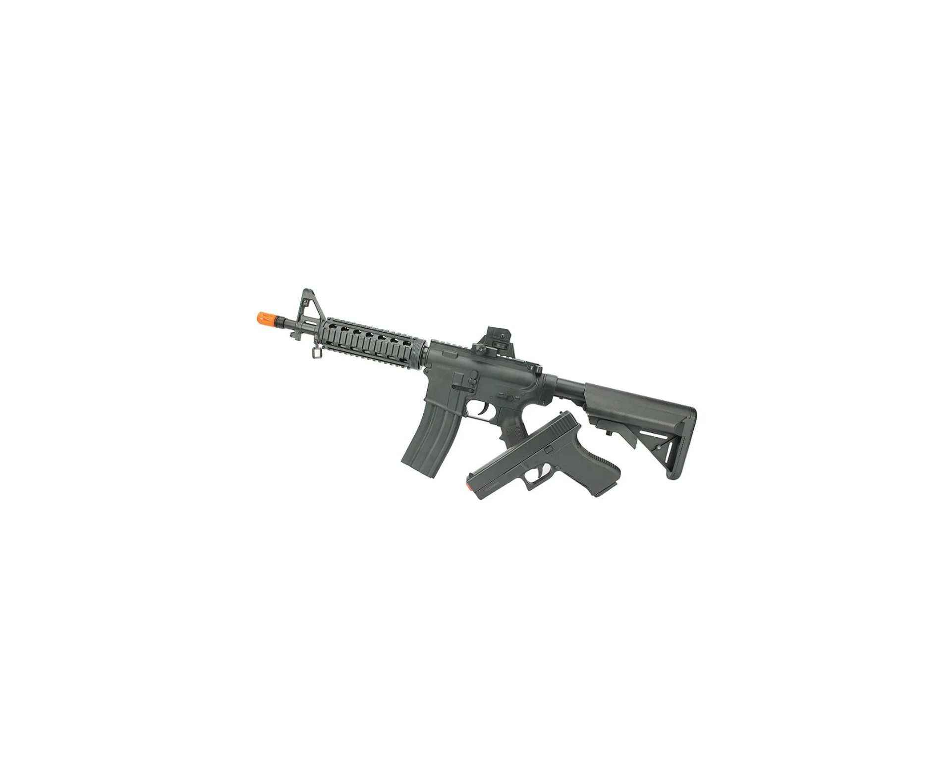 Kit Rifle M4 E Pistola V307 De Airsoft Vigor Vg Spring Rossi 6mm + BBs + Alvos