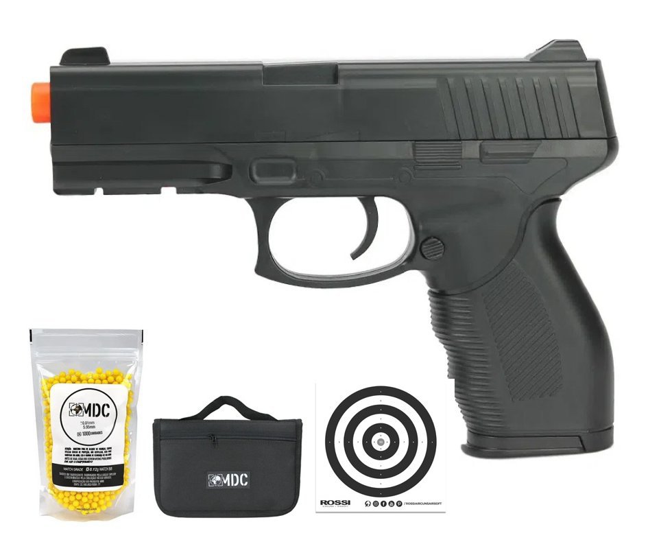 Pistola de Airsoft Vigor Spring VG 24/7 V310 Rossi 6mm + Capa + BBs + Alvos