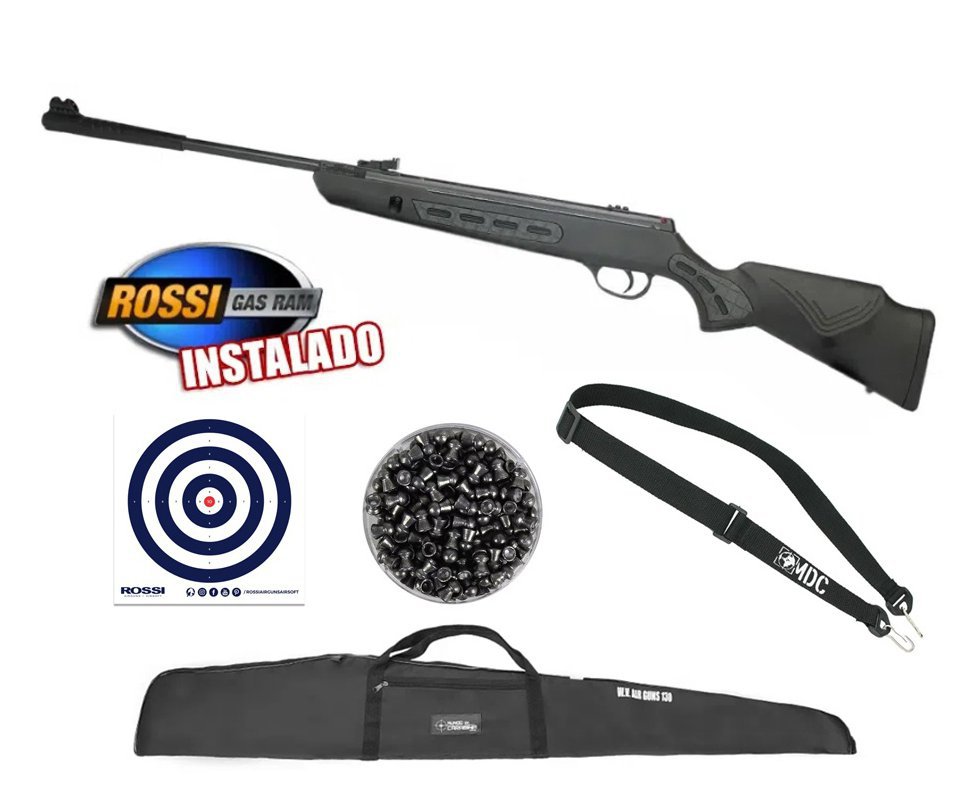 Carabina De Pressão Hatsan Striker 1000s 5,5mm Gas Ram 60kg - Rossi + Capa + Alvos + Chumbinho + Bandoleira