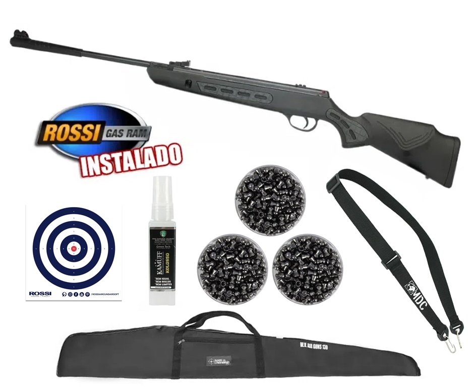 Carabina De Pressão Hatsan Striker 1000s 5,5mm Gas Ram 60kg - Rossi + Capa + Alvos + 3 Cx de chumbo + Kamuff