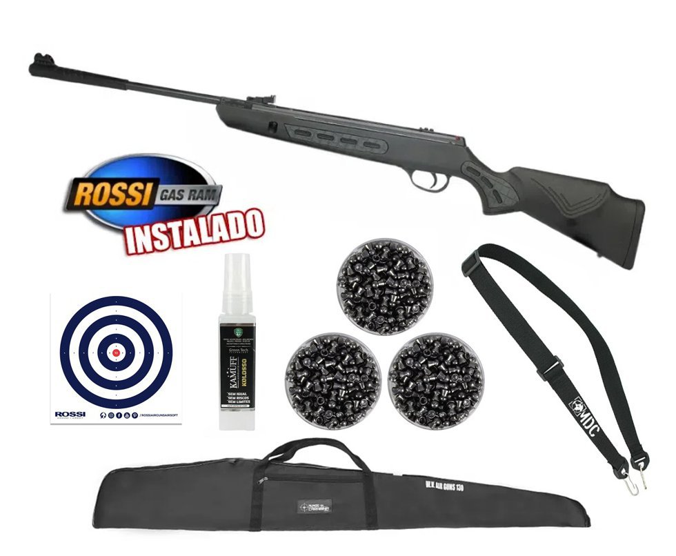 Carabina De Pressão Hatsan Striker 1000s 5,5mm Gas Ram 60kg - Rossi + Capa + Alvos + 3 Cx de chumbo + Kamuff