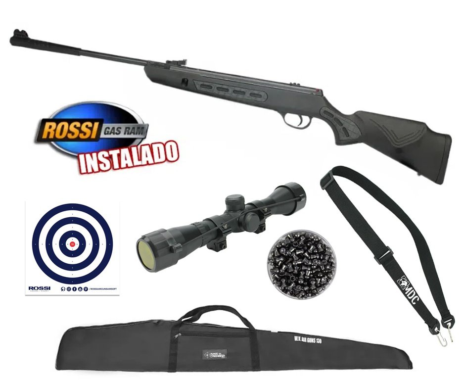 Carabina De Pressão Hatsan Striker 1000s 5,5mm Gas Ram 60kg - Rossi + Luneta 4x32 + Capa + Alvos + Chumbinho + Bandoleira