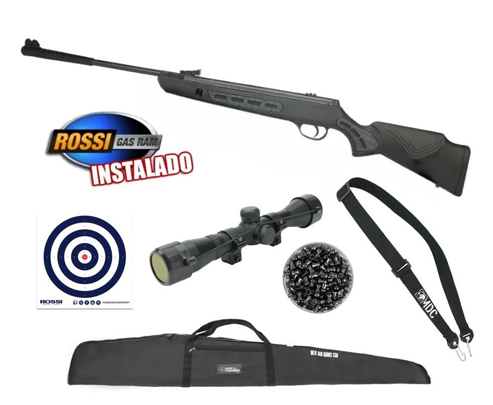 Carabina De Pressão Hatsan Striker 1000s 5,5mm Gas Ram 60kg - Rossi + Luneta 4x32 + Capa + Alvos + Chumbinho + Bandoleira