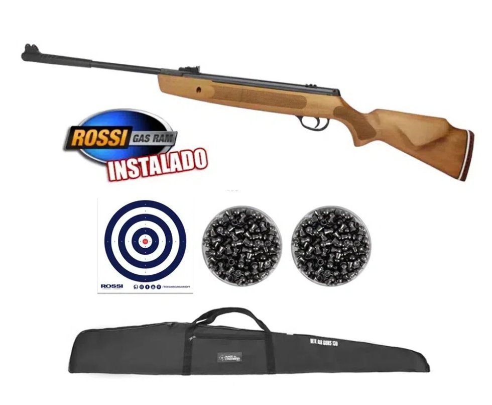 Carabina De Pressão Hatsan Striker 1000x Gas Ram 60kg Madeira 5,5mm + Capa + Alvo + 2 Cx de chumbinho
