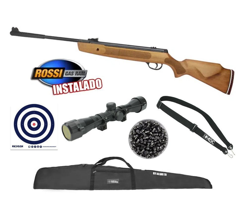 Carabina De Pressão Hatsan Striker 1000x Gas Ram 60kg Madeira 5,5mm + Luneta 4x32 + Capa + Alvos + Chumbinho