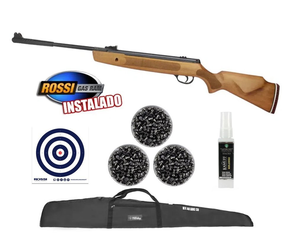 Carabina De Pressão Hatsan Striker 1000x Gas Ram 60kg Madeira 5,5mm + Capa + Alvos + 3 Cx de chumbinho + Kamuff