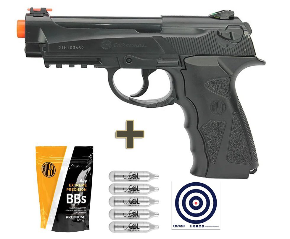 Pistola De Airsoft Gas Co2 C12 6,0mm WinGun Rossi + Co2 + BBs + Alvos