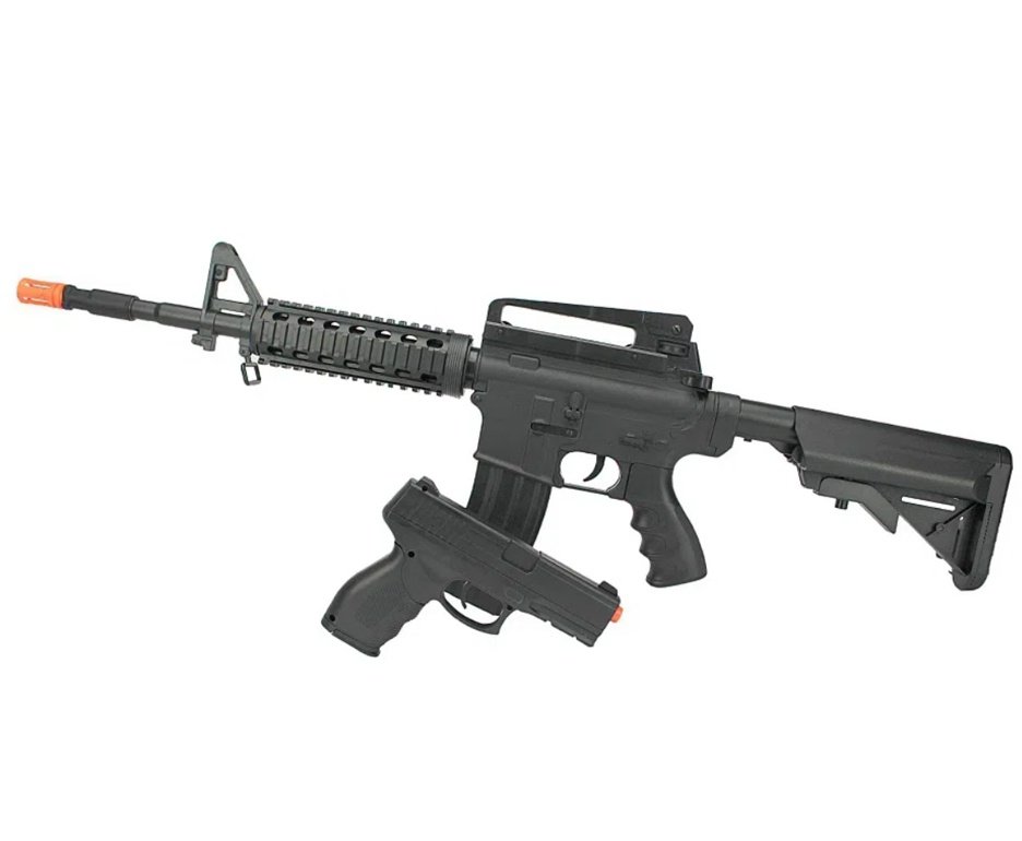 Kit Airsoft com rifle VG M4 RIS + Pistola 24/7 - Spring 6mm Rossi + BBs + Alvo