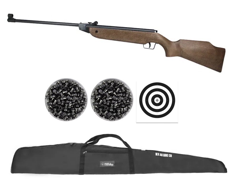 Carabina de Pressão Cometa C-100 Cal. 4.5 Madeira + Capa + Chumbinho + Alvo