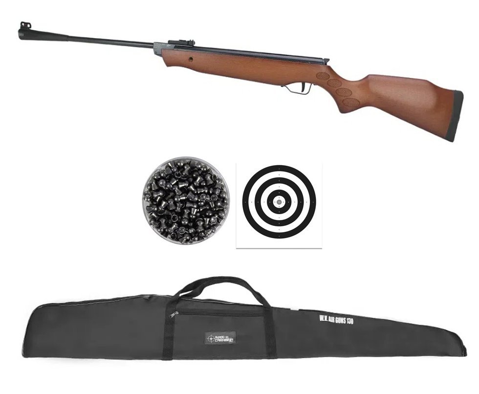 Carabina de Pressão Cometa C-300 Cal 4.5mm Madeira + Capa + Chumbinho + Alvos