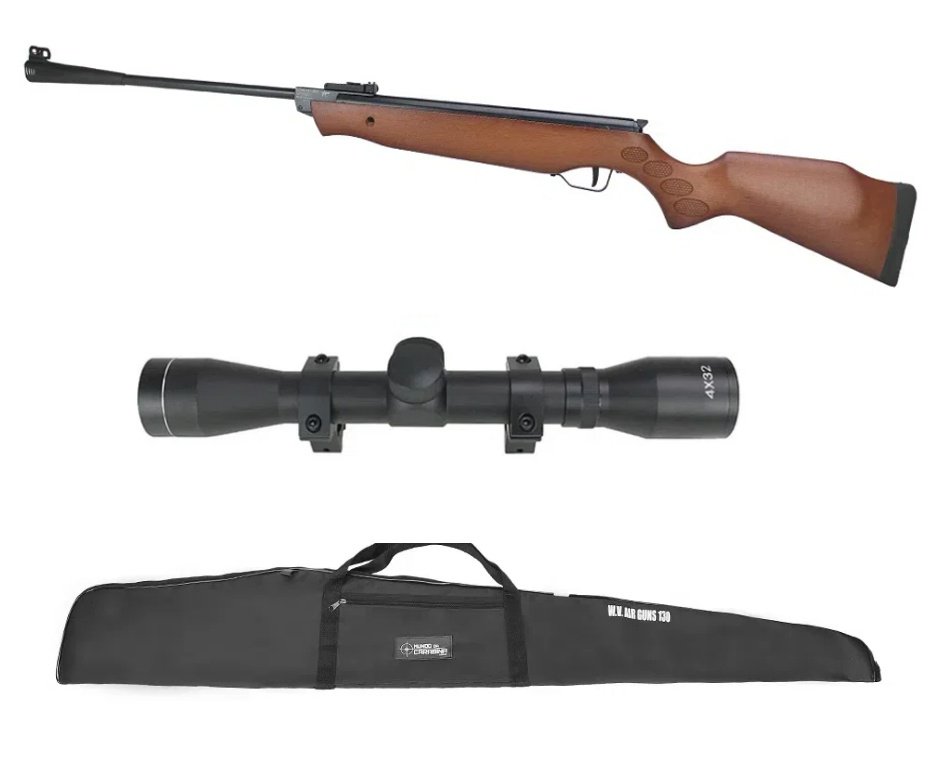 Carabina de Pressão Cometa C-300 Cal 5.5mm Madeira + Capa + Luneta 4x32