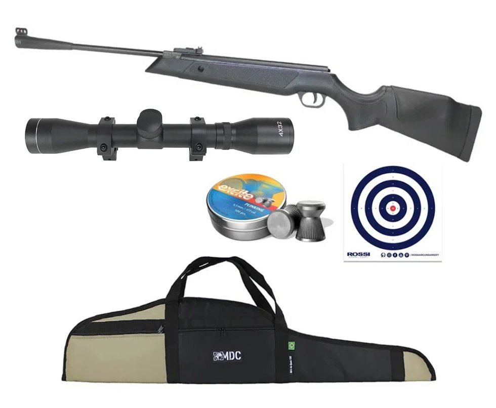 Carabina De Pressão Cometa 220 Galaxy 4,5mm + Capa + Luneta 4x32 + Chumbinho + Alvo