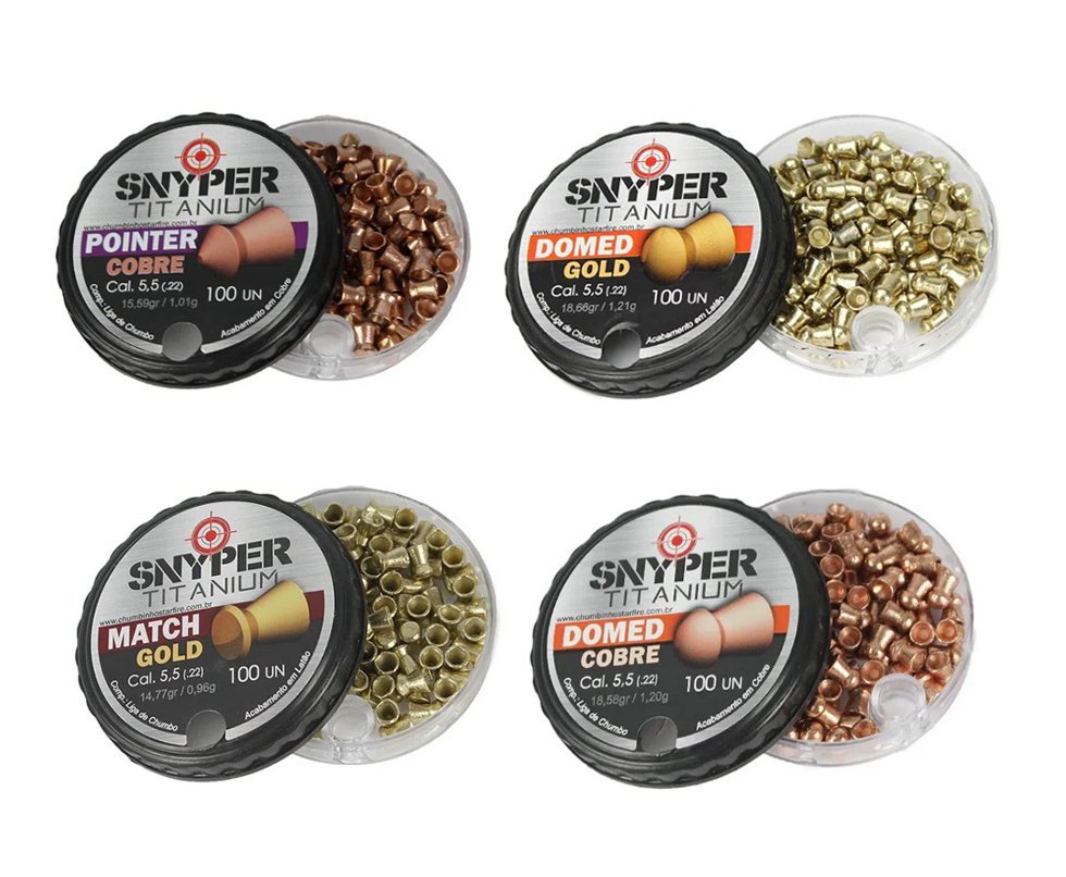 Kit 4 Chumbinho Gold e Cobreado 5.5mm Diversos - Snyper