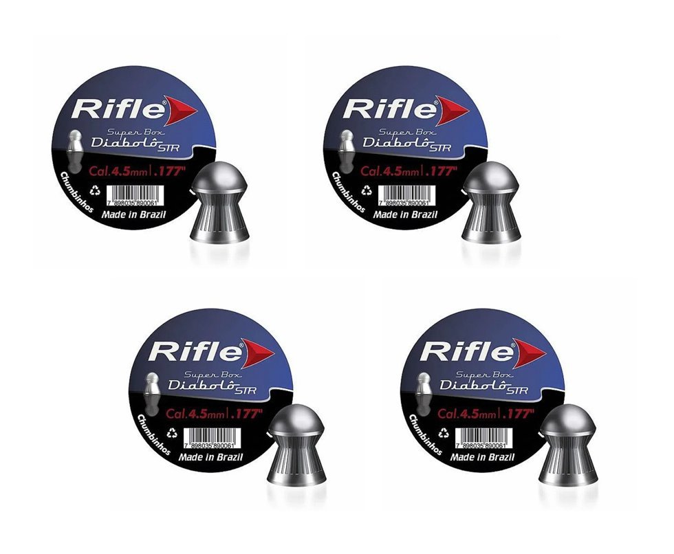 Kit 4 Latas de Chumbinho Rifle Diabolô Str 4,5mm - Rifle