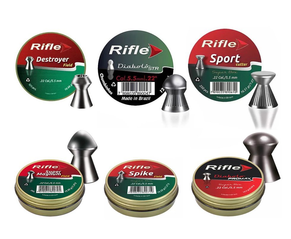 Kit 6 Chumbinho 5.5mm Diversos - Rifle