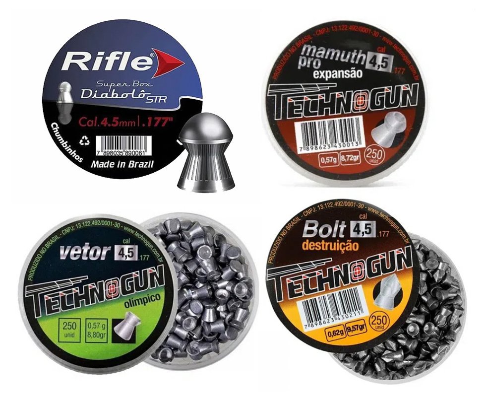 Kit 4 Chumbinho 4,5mm Diversos - Technogun