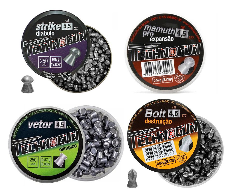 Kit 4 Chumbinho 4,5mm Diversos - Technogun
