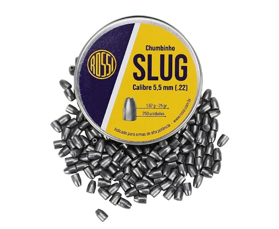 Chumbinho Slug 5,5mm 250un 25 grains alto poder parada - Rossi