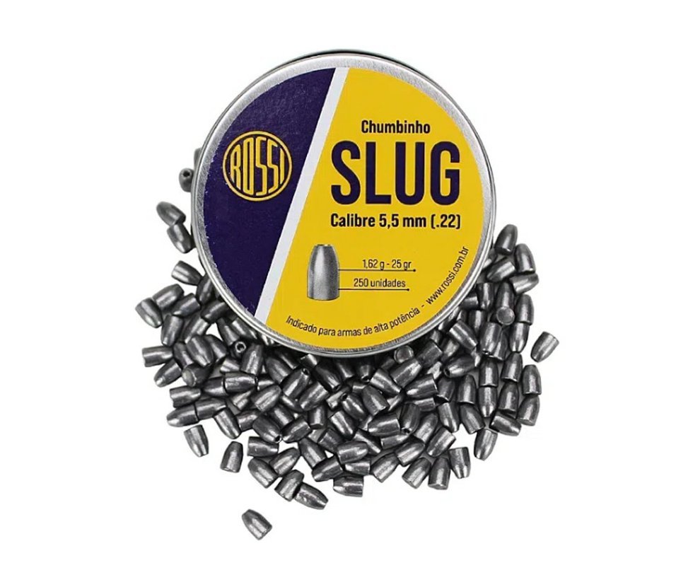 Chumbinho Slug 5,5mm 250un 25 grains alto poder parada - Rossi