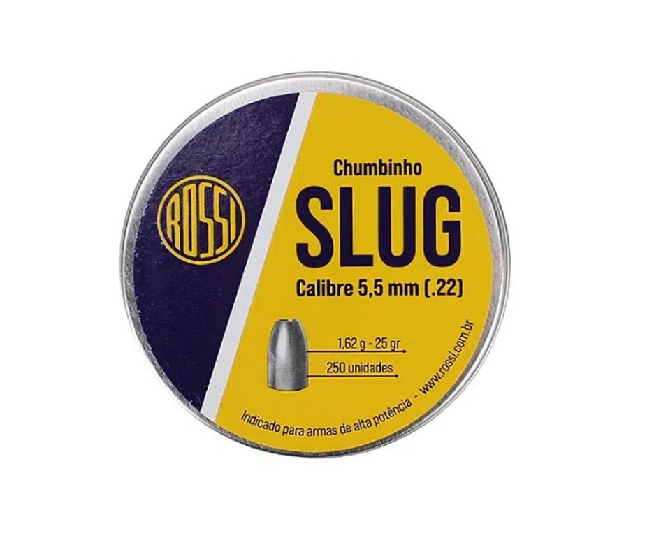 Chumbinho Slug 5,5mm 250un 25 grains alto poder parada - Rossi