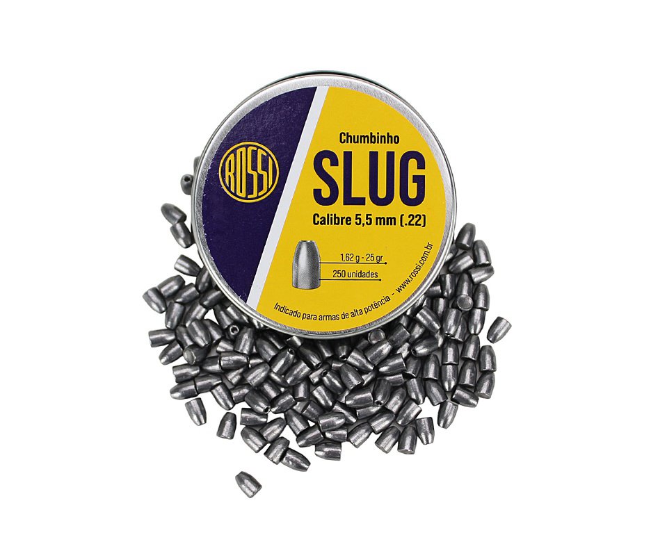 Chumbinho Slug 5,5mm 250un 25 grains alto poder parada - Rossi