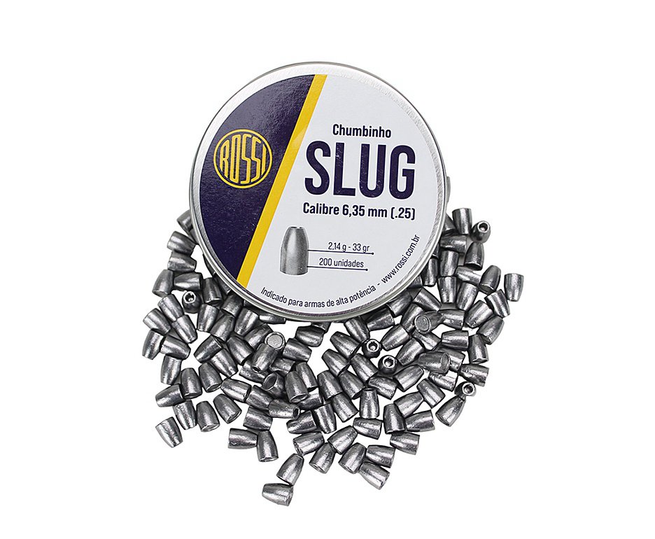 Chumbinho Slug 6,35mm 33 grains 200un Alto poder de parada - Rossi