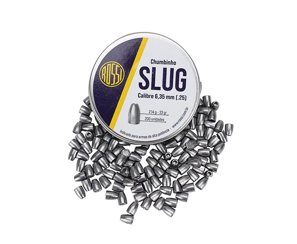 Chumbinho Slug 6,35mm 33 grains 200un Alto poder de parada - Rossi