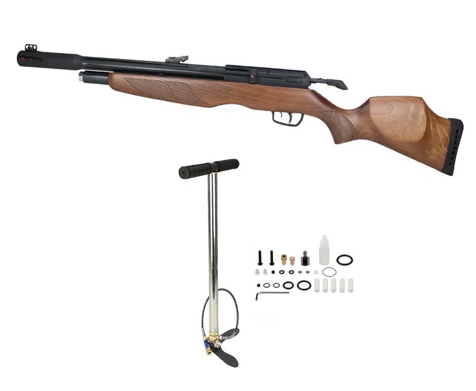 Carabina de Pressão PCP Gamo Riser Madeira 5.5mm + Bomba PCP