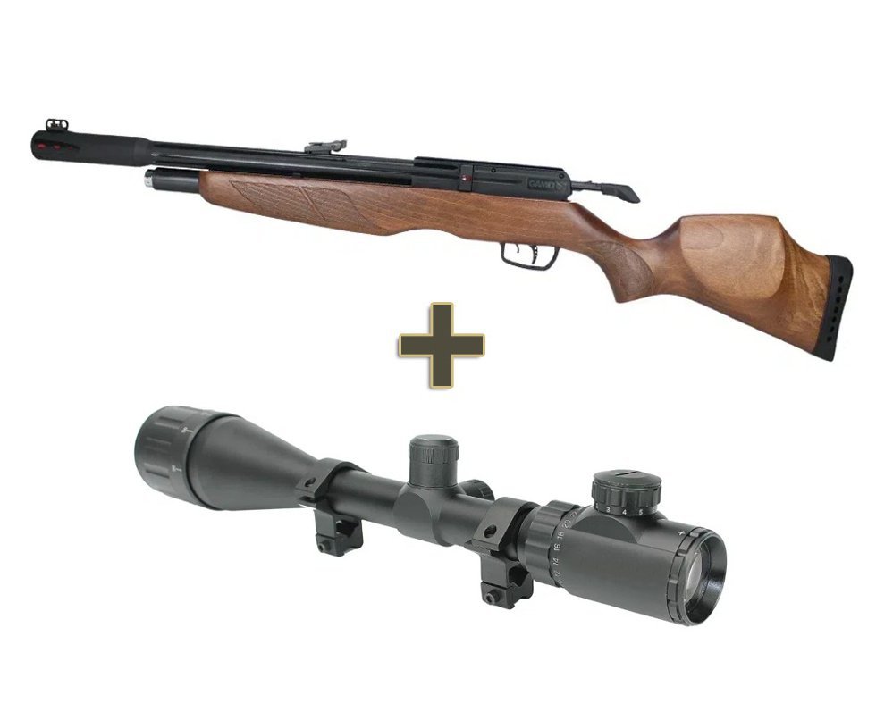 Carabina de Pressão PCP Gamo Riser Madeira 5.5mm + Luneta 6-24x50