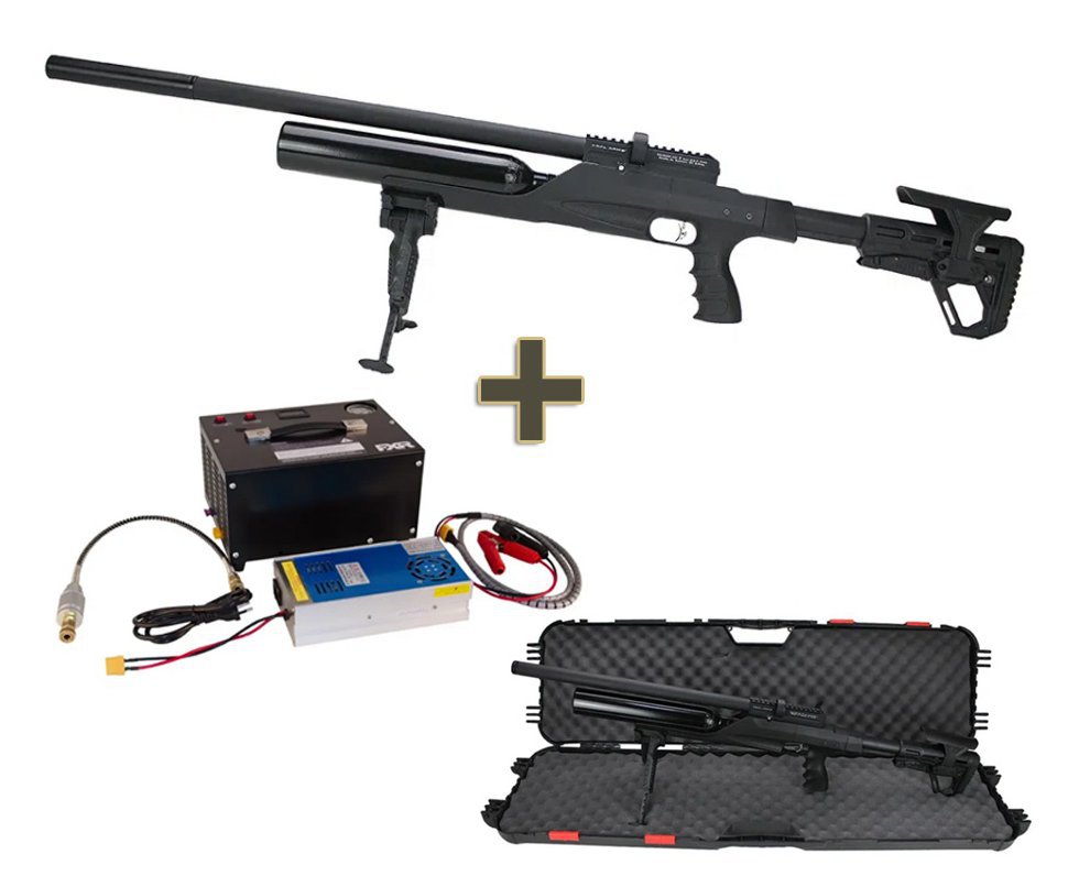 Carabina de Pressão PCP Kral Super Jumbo S 5.5mm + Compressor Portátil De Alta Pressão Para Pcp 12v Dc / Bivolt 110/220v Fxr
