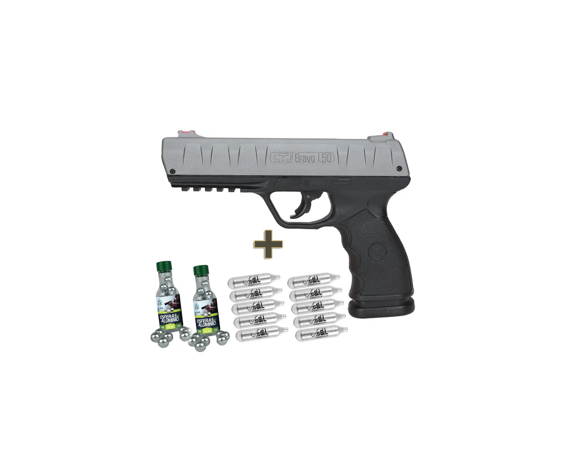 Pistola Pressão CO2 RAM LTL Bravo .50 Metal Slide 19 Jo + CO2 + Munição