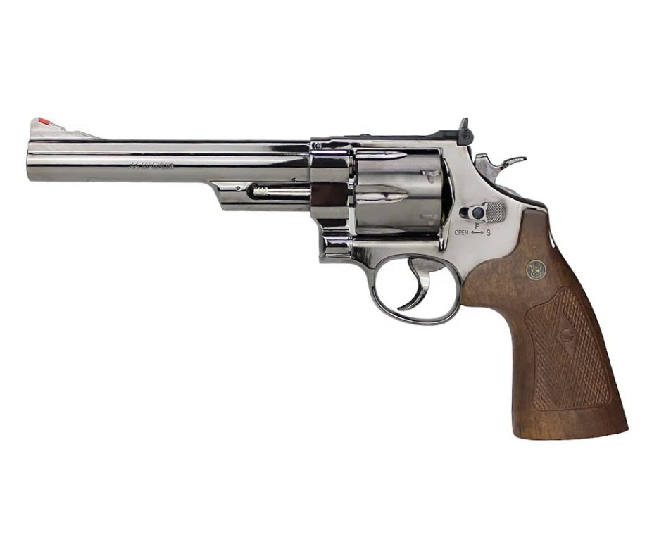 Revolver de Pressão CO2 Smith & Wesson 6,5" 44 Magnum M29 4,5 FullMetal Licenciado + Co2 + Esfera de aço + Óleo de silicone + Alvos
