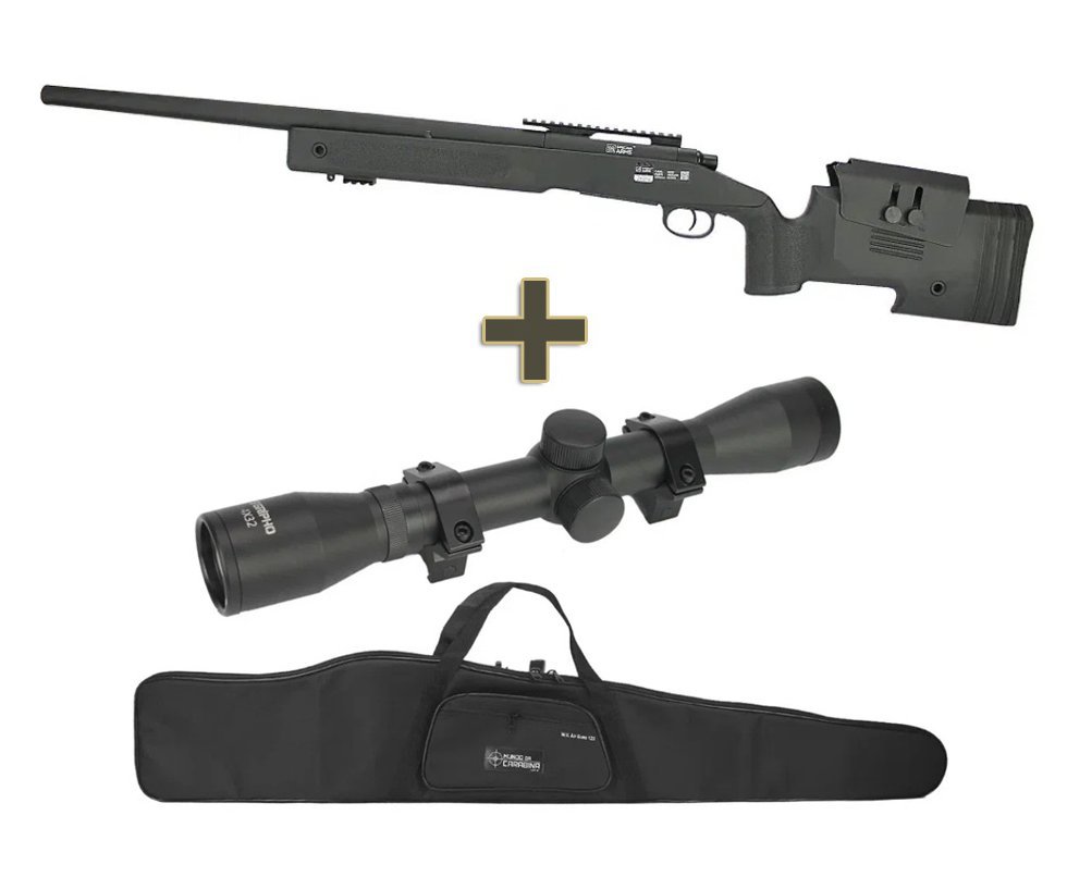 Rifle de Airsoft Sniper M40 SA-S02 Core S-Series Black 6mm - Specna Arms + Luneta 4x32 + Capa