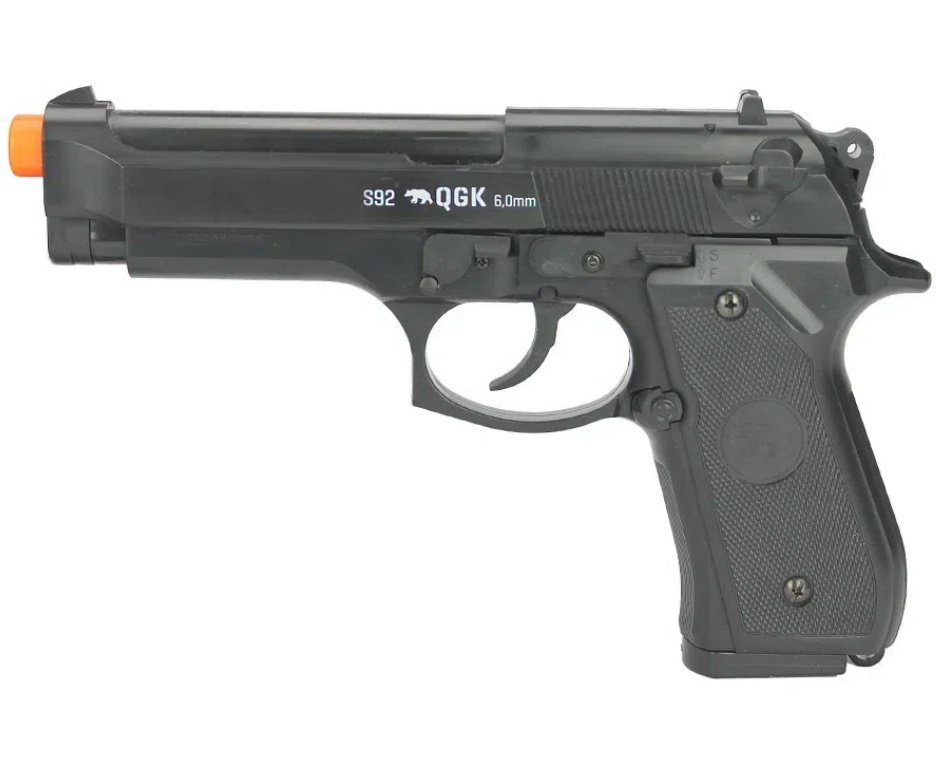 Pistola de Airsoft Beretta M92 S92 Spring 6mm QGK + BBs + Alvos