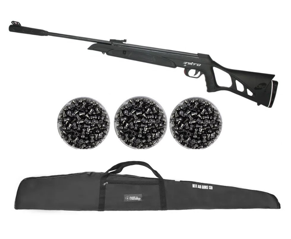 Carabina De Pressão Cbc Nitro-x F18 1300 - Calibre 4,5 Mm - Oxidada + Capa + Chumbinho