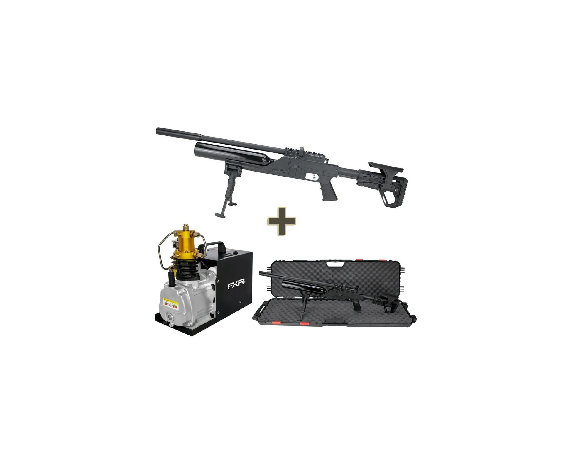 Carabina de Pressão PCP Kral Puncher NP-500 S 5,5mm - FXR + Compressor para PCP e Cilindros de Scuba até 4500PSI 300Bar 30MPA 110V - FXR Arms